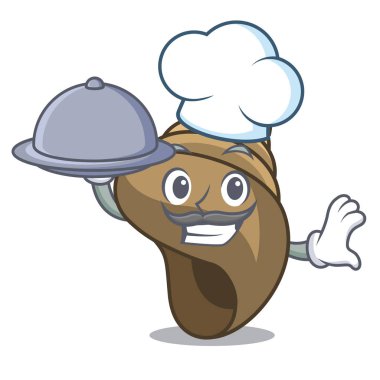 Şef gıda sarmal kabuk maskot karikatür vektör çizim ile