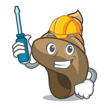 Otomotiv sarmal kabuk maskot karikatür vektör çizim