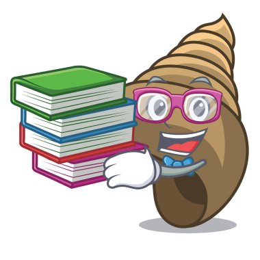 Öğrenci kitap sarmal kabuk maskot karikatür vektör çizim ile