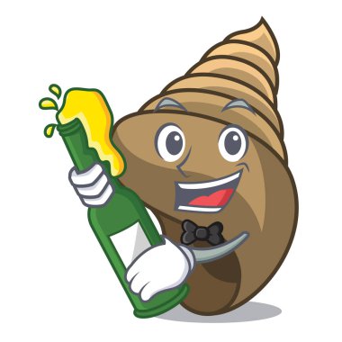 Bira sarmal kabuk maskot karikatür vektör çizim ile