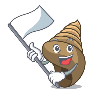 Bayrak sarmal kabuk maskot karikatür vektör çizim ile