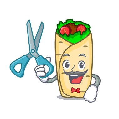 Börek karakter karikatür tarzı vektör çizim berber