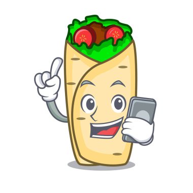 Telefon börek karakter karikatür tarzı vektör çizim ile