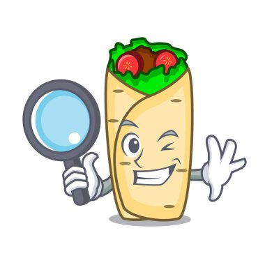 Dedektif börek karakter karikatür tarzı vektör çizim