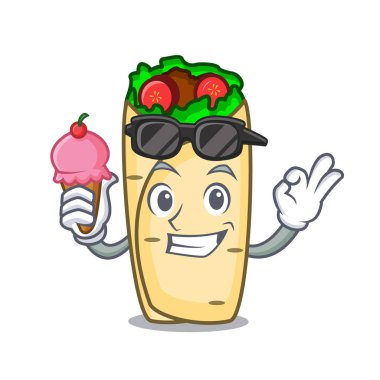 Dondurma börek karakter karikatür tarzı vektör çizim ile