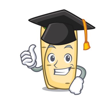 Mezuniyet börek karakter karikatür tarzı vektör çizim