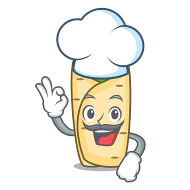 Şef börek karakter karikatür tarzı vektör çizim