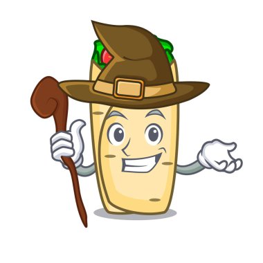 Cadı börek maskot karikatür tarzı vektör çizim