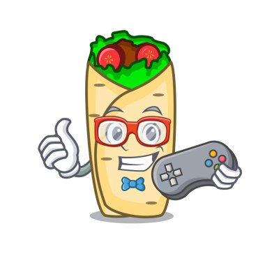 Oyun börek maskot karikatür tarzı vektör çizim