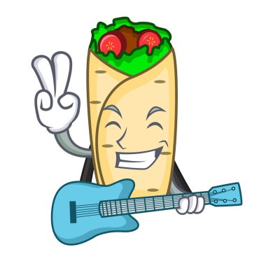 Gitar börek maskot karikatür tarzı vektör çizim ile