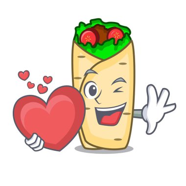 Kalp börek maskot karikatür tarzı vektör çizim ile