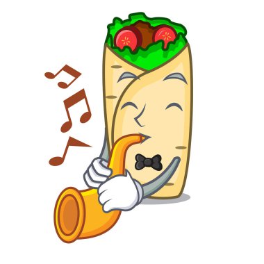 Trompet börek maskot karikatür tarzı vektör çizim ile