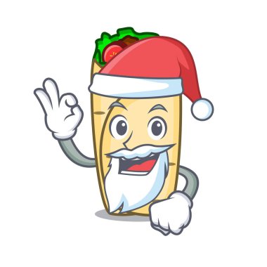 Noel Baba dürüm maskot karikatür tarzı vektör çizim