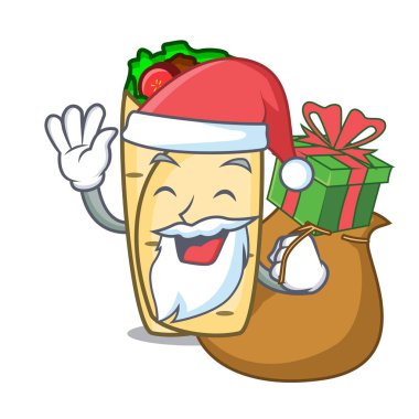 Noel Baba hediye börek maskot karikatür tarzı vektör çizim ile