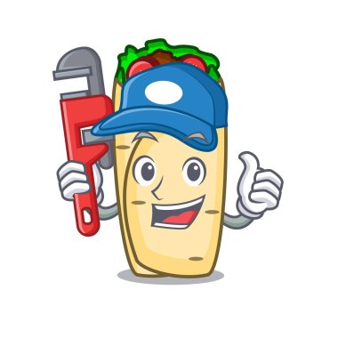 Tesisatçı börek maskot karikatür tarzı vektör çizim