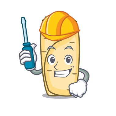 Otomotiv börek maskot karikatür tarzı vektör çizim