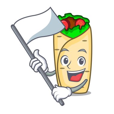 Bayrak börek maskot karikatür tarzı vektör çizim ile