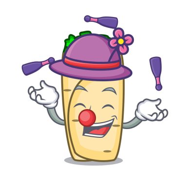 Hokkabazlık börek maskot karikatür tarzı vektör çizim