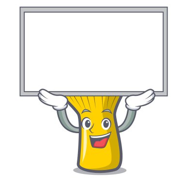 Yönetim Kurulu Cantharellus cibarius mantar karakter karikatür vektör çizim kadar