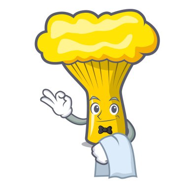 Garson Cantharellus cibarius mantar maskot karikatür vektör çizim