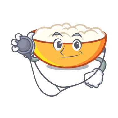 Doktor süzme peynir karakter karikatür vektör çizim