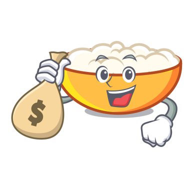 Para çantası süzme peynir karakter karikatür vektör çizim ile