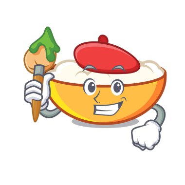 Sanatçı süzme peynir karakter karikatür vektör çizim