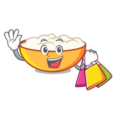 Süzme peynir karakter karikatür vektör çizim alışveriş