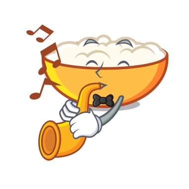 Trompet süzme peynir maskot karikatür vektör çizim ile