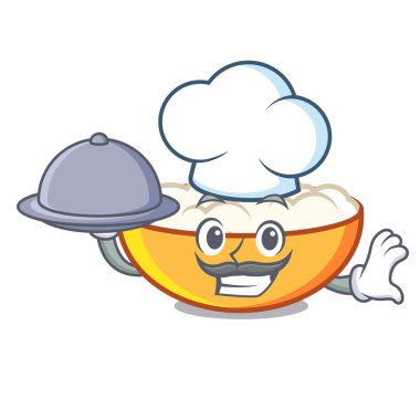 Şef yemek peynir maskot karikatür vektör çizim ile