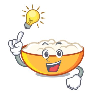 Bir fikir süzme peynir maskot karikatür vektör çizim var