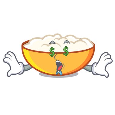 Para göz süzme peynir maskot karikatür vektör çizim