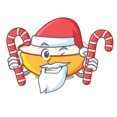 Santa şeker süzme peynir maskot karikatür vektör çizim ile