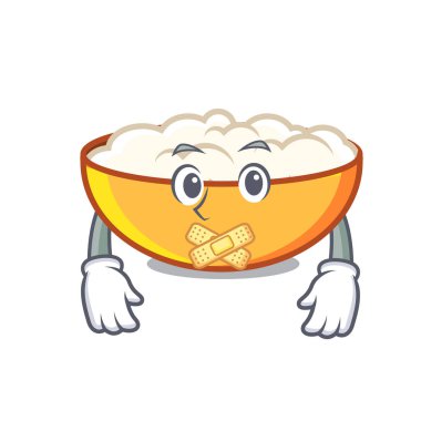 Sessiz süzme peynir maskot karikatür vektör çizim