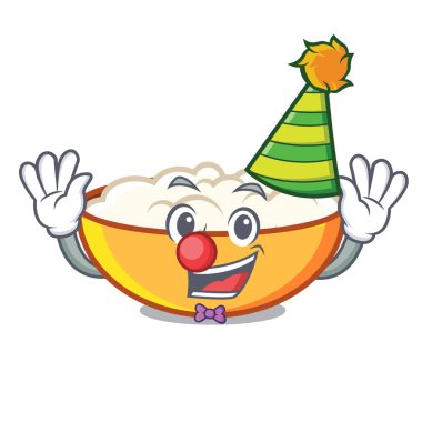 Palyaço süzme peynir maskot karikatür vektör çizim