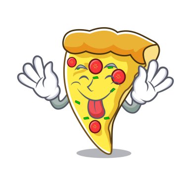 Pizza dilimi maskot karikatür vektör çizim dil
