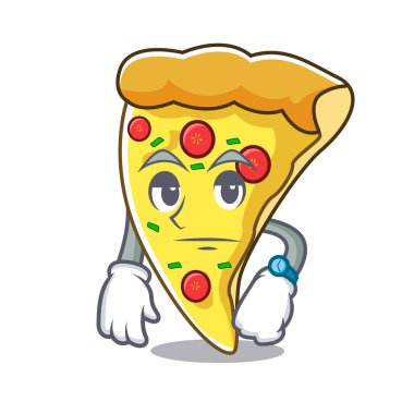 Pizza dilimi maskot karikatür vektör çizim bekliyor
