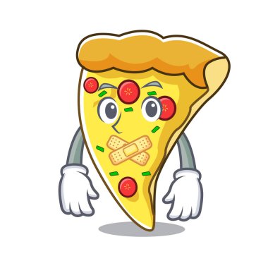 Sessiz pizza dilimi maskot karikatür vektör çizim