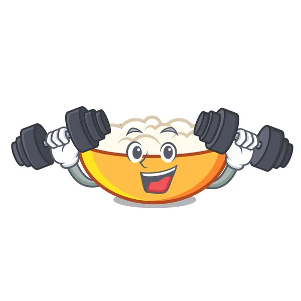 Fitness Cottage Cheese Character Cartoon Vector Illustration — Stock Vector