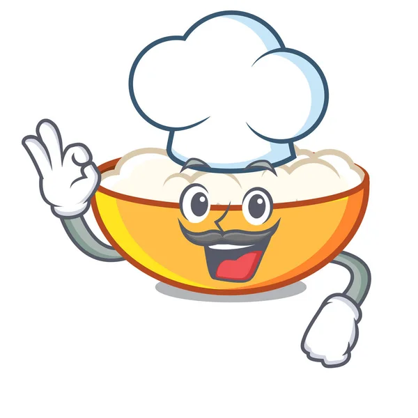 Chef Cottage Queso Personaje Dibujo Animado Vector Ilustración — Vector de stock