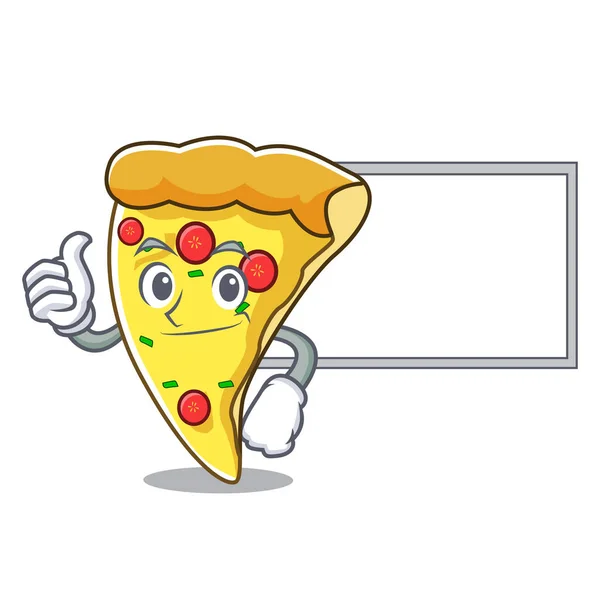 Palec Nahoru Deska Pizza Řezy Charakter Kreslené Vektorové Ilustrace — Stockový vektor