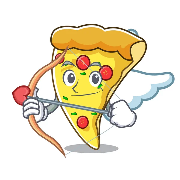 Cupid Pizza Slice Karakter Cartoon Vectorillustratie — Stockvector