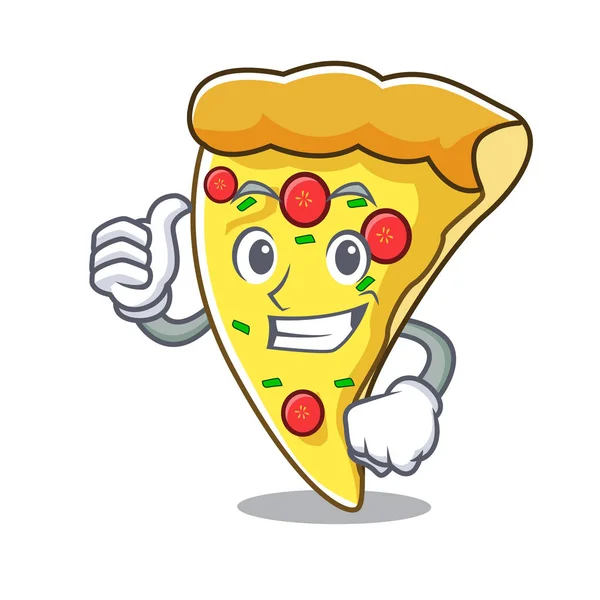 Polegares Até Pizza Fatia Personagem Cartoon Vetor Ilustração — Vetor de Stock