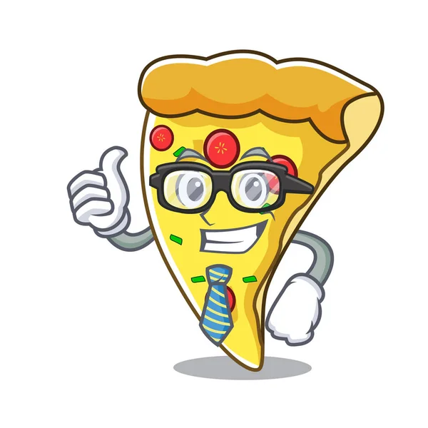 Affärsman Pizza Slice Karaktär Tecknade Vektorillustration — Stock vektor