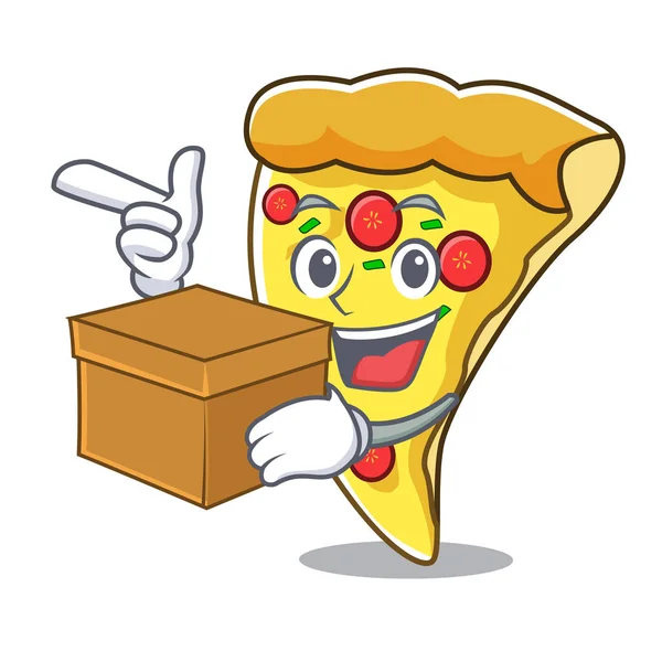 Pizza Slice Charakter Kreskówka Wektor Ilustracja — Wektor stockowy