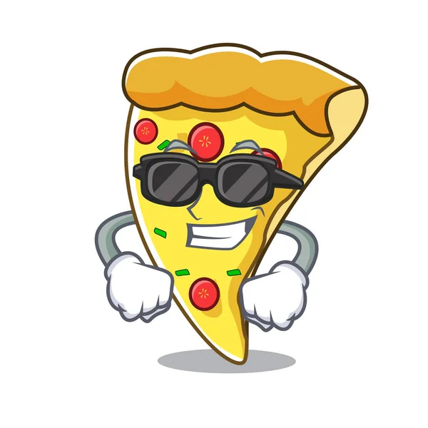 Super Cool Pizza Slice Karakter Gambar Vektor Kartun - Stok Vektor