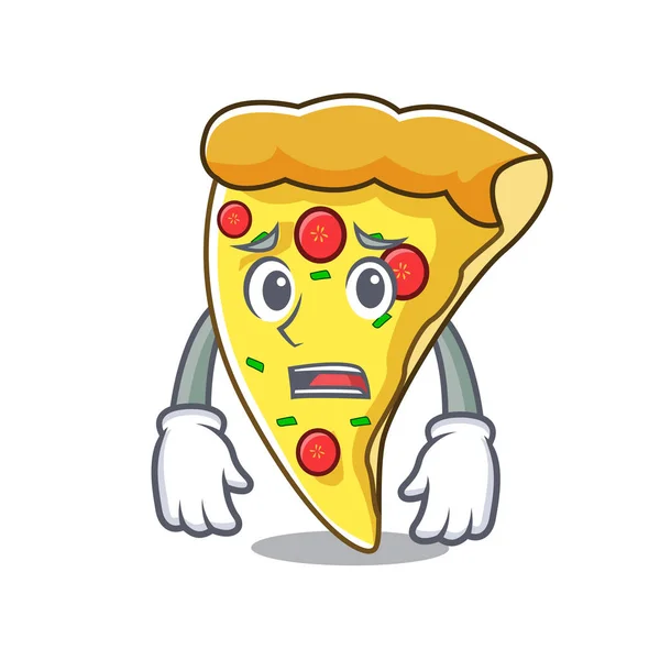 Miedo Pizza Rebanada Mascota Dibujo Animado Vector Ilustración — Archivo Imágenes Vectoriales