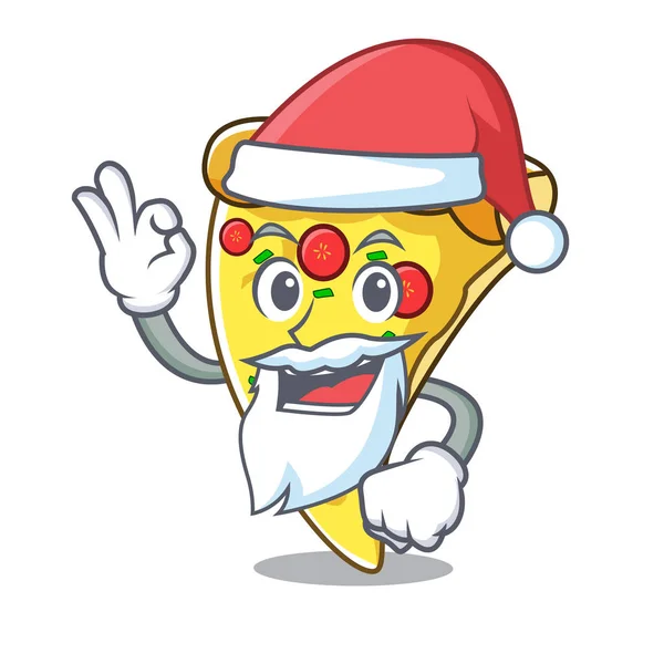 Santa Pizza Fatia Mascote Cartoon Vetor Ilustração — Vetor de Stock