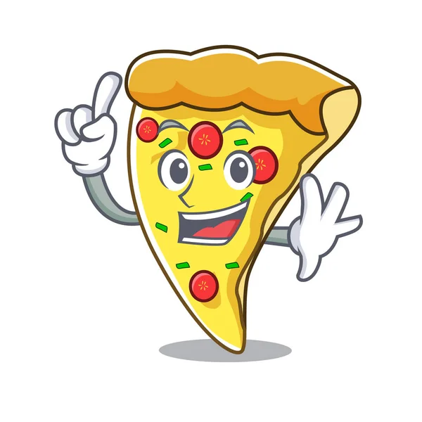 Vinger Pizza Slice Mascotte Cartoon Vectorillustratie — Stockvector