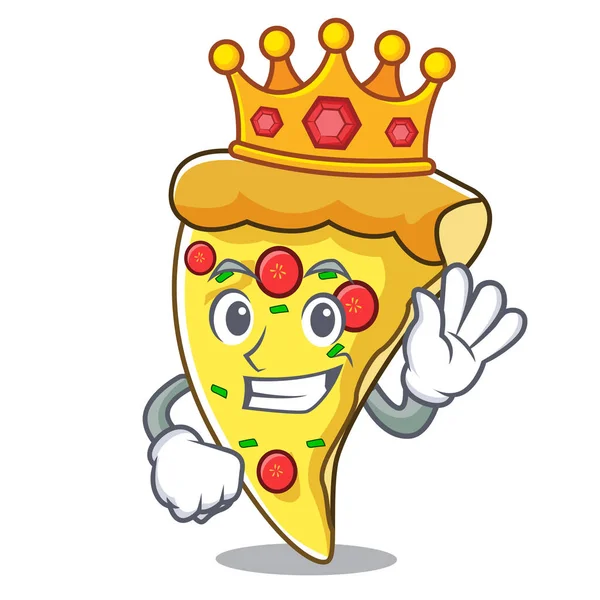 Koning Pizza Slice Mascotte Cartoon Vectorillustratie — Stockvector
